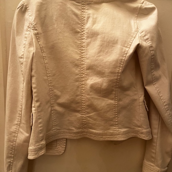 Ann Taylor Loft Cream Denim Open Front Jacket - XS TALL - Picture 2 of 4